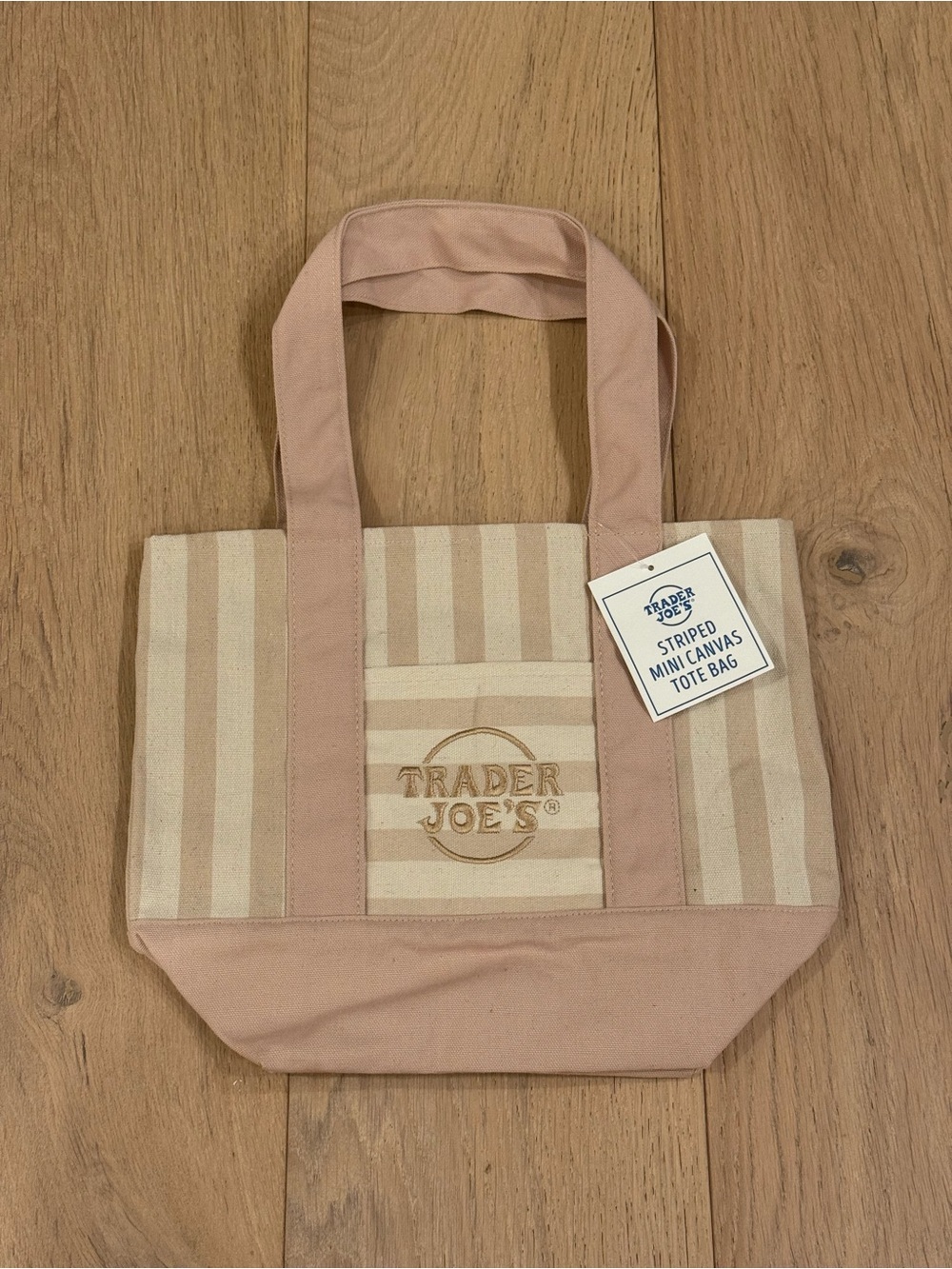 Trader Joe’s Striped Mini Canvas Tote Bag in Beige